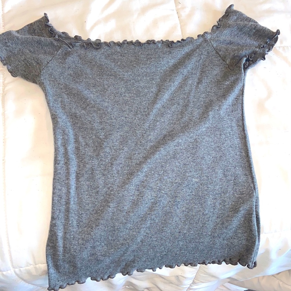 very cute off the shoulder grey top